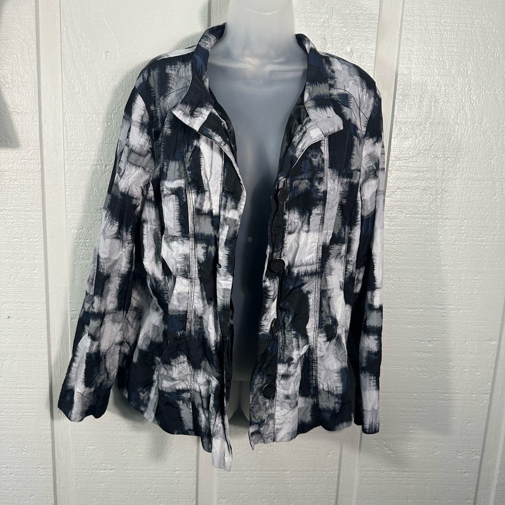 Chicos Black and White Long Sleeve Button Down Jacket Size 3(XL) EUC - Picture 2 of 6